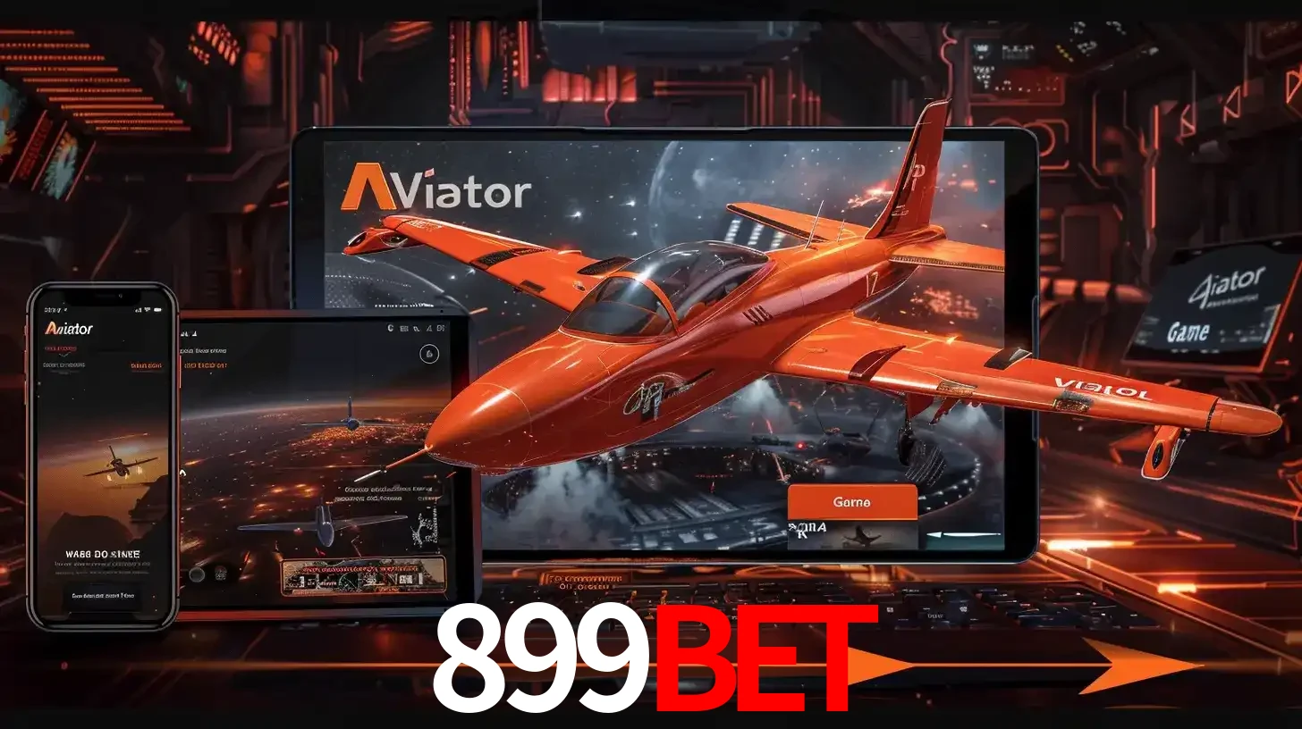 Apresentação tecnológica do jogo Aviator com um avião saindo da tela de um tablet, demonstrando a experiência imersiva em múltiplos dispositivos no 899BET.