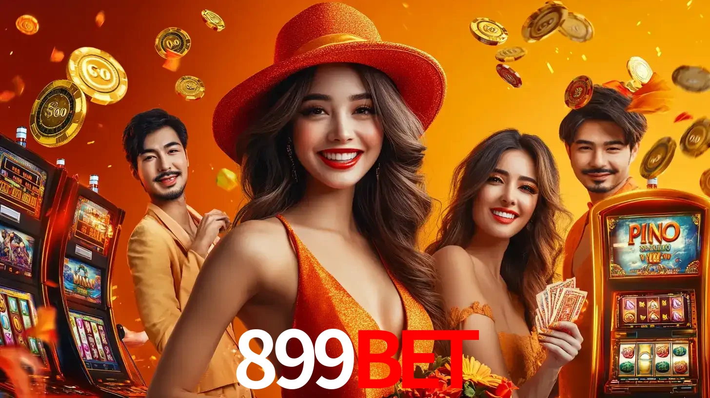 Grupo de amigos asiáticos sorrindo e se divertindo com máquinas de caça-níqueis em um ambiente festivo, celebrando suas vitórias nos jogos de cassino do 899BET.